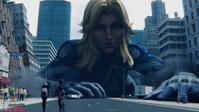 breasts giantess city black_hair large_breasts butt destruction blue_eyes buildings asian street lying_down boots shorts vehicles truck costume fantastic_four belt leotard crowds x-men water_tower psylocke digital_render invisible_woman marvel_comics looking_at_tinies susan_storm jessicagts luna_snow marvel_rivals Destruction