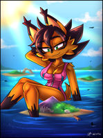 breasts drawing giantess furry giga tail anthro city mega black_hair color large_breasts swimsuit cleavage water ocean green_eyes island sun sitting airplane sonic_the_hedgehog mountains thighs outdoors ships hands_on_hips zipper lynx bare_legs nicole_the_lynx brown_fur b1uewhirlwind Mega Cleavage