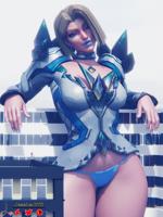 breasts giantess panties mega blonde large_breasts blue_eyes reflection thighs leaning_against_building costume earrings leotard x-men blue_nails thick_thighs emma_frost digital_render bare_legs marvel_comics jessicagts marvel_rivals Mega
