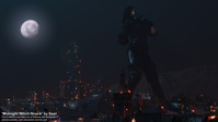 breasts growth giantess vore city mega space black_hair large_breasts long_hair buildings moon gloves boots mountains pants night belt stars digital_render the_witcher yennefer ds-sael Mega Vore The_witcher