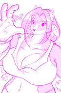 drawing giantess furry mega monochrome cleavage huge_breasts ducky airplane