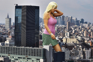 giantess city mega blonde walking