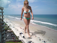 giantess crush collage blonde swimsuit beach barefoot ocean walking sand vehicles crlvr