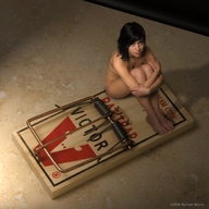 nude black_hair shrunken_woman entrapment