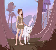 drawing color barefoot skirt anime brunette shrunken_men forest makeshift_clothing