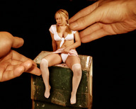 collage blonde clothed handheld tedge shrunken_woman