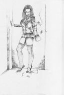 drawing female crush monochrome high_heels anime shrunken_men uniform women