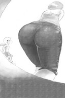 drawing feet manga monochrome butt butt_crush anime pogojo shrunken_men