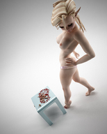 breasts crush blonde butt barefoot butt_crush blood elf gore shrunken_men elf_butt_crush_poser_comic digital_render