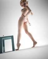 breasts crush blonde butt barefoot butt_crush blood elf shrunken_men elf_butt_crush_poser_comic digital_render
