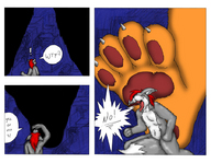 giantess nude feet furry wolf tail manga color paws foot_crush fluffy