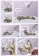 vore furry manga color blue_eyes teeth green_eyes fox shrunken_men food fox_girl panels