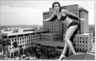 giantess collage monochrome swimsuit