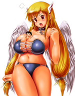 breasts drawing wings color anime huge_breasts unknown_artist astraea sakurai_tomoki sora_no_otoshimono shrunken_man