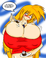 breasts drawing color anime huge_breasts shrunken_men sanone
