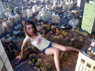 giantess collage city blonde destruction butt_crush sitting legs forest looking_up aerial_view looking_at_viewer rmb leaning_back above_view