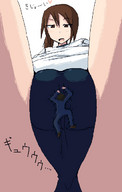drawing pussy panties color ochiko_terada anime climbing brunette shrunken_men