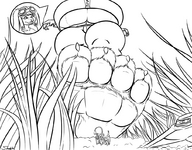 drawing giantess furry anthro anime paws shrunken_men unaware shrunken_woman koopa sheela ottsel lombax rooster imminent_crush
