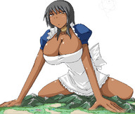 breasts drawing giantess giga color ochiko_terada anime maid_uniform dark_skin