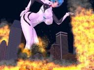 giantess city mega rei_ayanami fire digital_render
