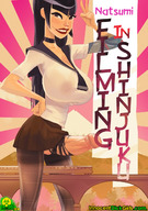 breasts drawing giantess black_hair color futanari penis skirt train asian uniform hands_on_hips
