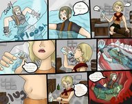 drawing vore color clothed shrunken_men unaware resident_evil ashley