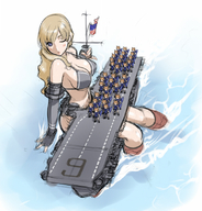 drawing giantess swimsuit ochiko_terada ocean anime ships