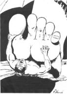drawing giantess feet monochrome barefoot anime scared shrunken_men foot_crush cruel