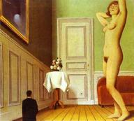 drawing nude anime western_artwork magritte rené_magritte surrealism shrunken_men painting fine_art