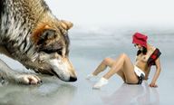 breasts collage wolf dog playful socks shrunken_woman teasing