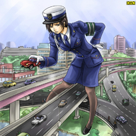 drawing giantess city mega anime omc police police_uniform uniform water_paint freeway