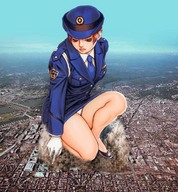 drawing giantess crush collage feet mega destruction anime police kneeling police_uniform