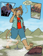 drawing giantess crush feet furry macro city color destruction clothed barefoot soles anime story paws foot_crush unaware cat_girl nikki_(dod)