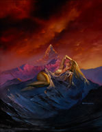 breasts giantess blonde painting nature