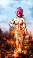 drawing giantess nude city mega destruction rampage glasses anime muscles