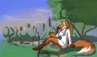 drawing gentle giantess furry tail city color clothed tree fox_girl