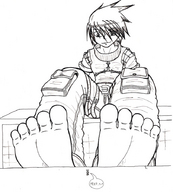 drawing feet monochrome giant barefoot