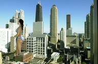 giantess collage city long_hair butt swimsuit cruel people kim_kardashian holding_vehicle