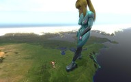 giantess mega blonde long_hair liquidz clothed multiple_sizes ponytail giantesses digital_render