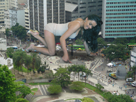 giantess crush city black_hair long_hair high_heels buildings unknown_artist crawling cruel people underneath kristina smile courtyard looking_at_victim giantess_kristina thumb_crush