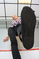 giantess feet blonde soles shoes low_angle flats point_of_view
