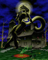 breasts giantess vore furry cat halloween haunted dark_skin houses kolt