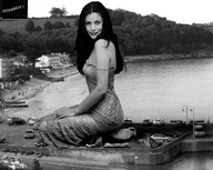 giantess collage monochrome barefoot cars gtsahoy liv_tyler looking_at_viewer