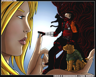 drawing blonde handheld anime shrunken_men hand ninja