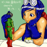 drawing giantess color blue_eyes handheld blue_hair may_jinju_lee looking_at_tiny the_king_of_fighters
