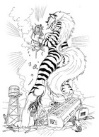 breasts giantess crush furry monochrome train zebra