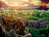 drawing giantess comic color anime superhero giganta red_hair shrunken_men amazon volcano shrunken_woman bane jumpsuit dialogue dc_comics secret_six dwarfstar king_shark lady_vic dinosaur