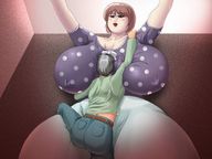 drawing giantess color anime huge_breasts couple short_hair bbw amazon ranmaru shrunken_man