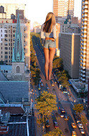 giantess crush collage feet city long_hair butt destruction barefoot foot_crush legs shorts foot_print pputz