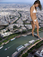 giantess collage feet city mega long_hair swimsuit bridge destruction barefoot brunette foot_crush river boats garcia_accasbel